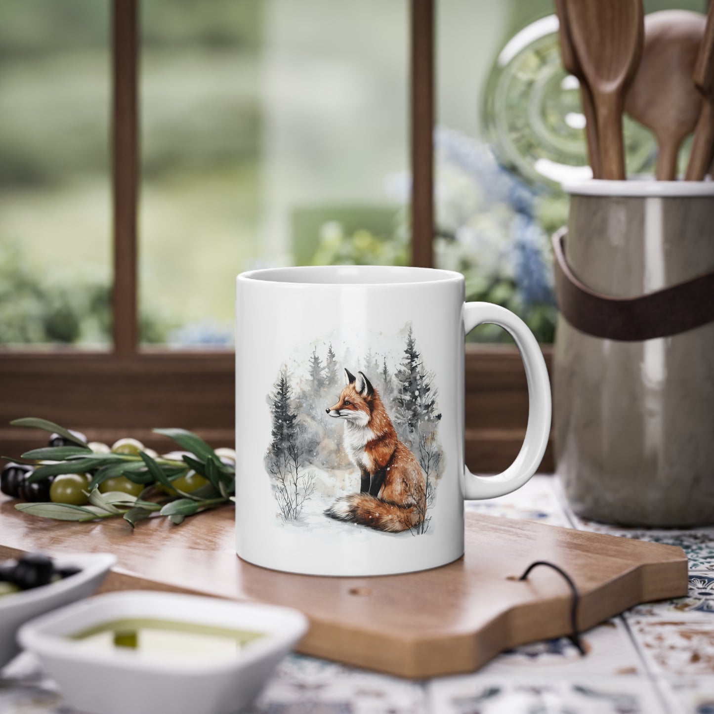 "Fuchs im Winter" Keramik Tasse - Design von SimpleLore