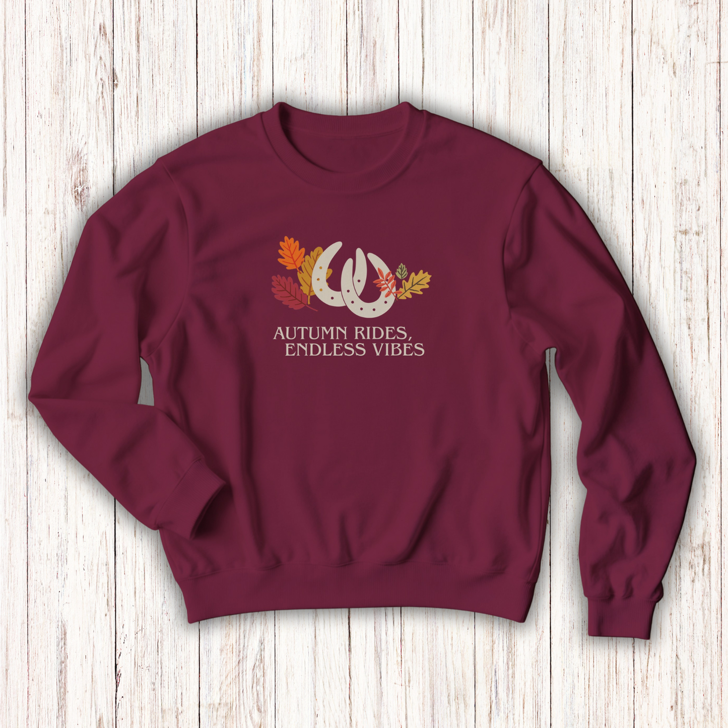 "Herbst Ritt" Baumwoll Pullover mit Hufeisen Motiv