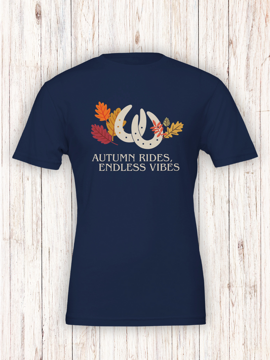 "Herbst Ritt" - Baumwoll T-Shirt mit Hufeisen Motiv - Design von SimpleLore