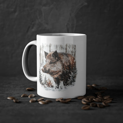 "Wildschwein im Winter" Keramik Tasse - Design von SimpleLore