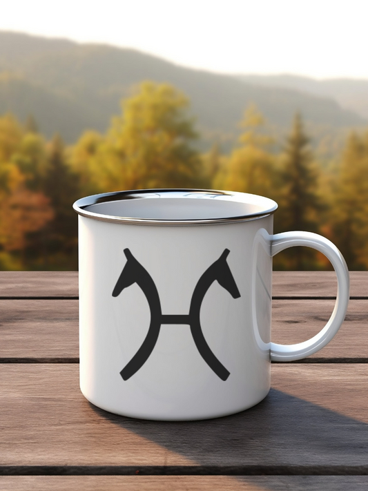Hannoveraner Emailletasse - Camping Tasse mit Brandzeichen