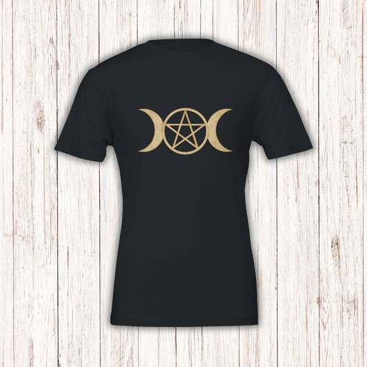 Witchy Hexen T-Shirt Dreifach Mond Pentagram Cozy Motiv Geschenk Witchcore Naturmagie Pagan Accesoires