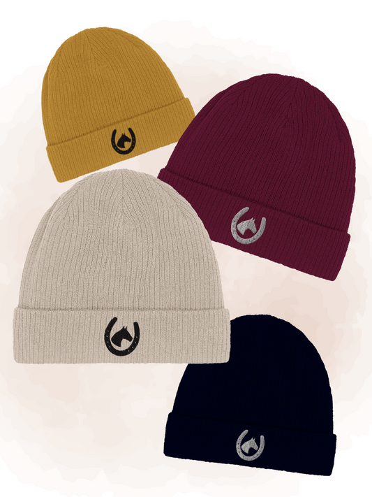 Pferde Beanie mit Stickerei Mütze für Reiterinnen Pferdeliebhaberinnen Geschenk für Pferdemädchen Stallmädels